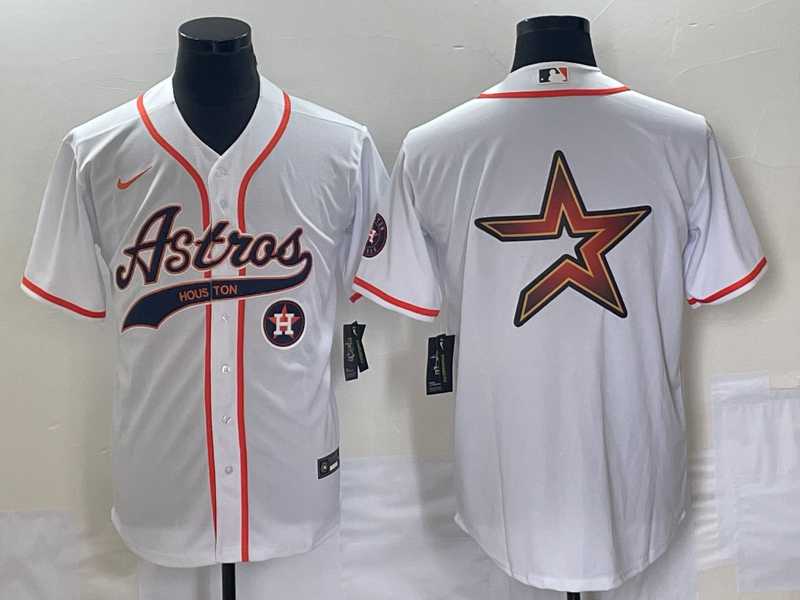 Men%27s Houston Astros White Team Big Logo Cool Base Stitched Jersey->kansas city royals->MLB Jersey